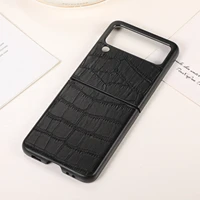 for samsung z flip3 folding screen phone case leather protective cover for galaxy zflip3 crocodile pattern sticker leather cases