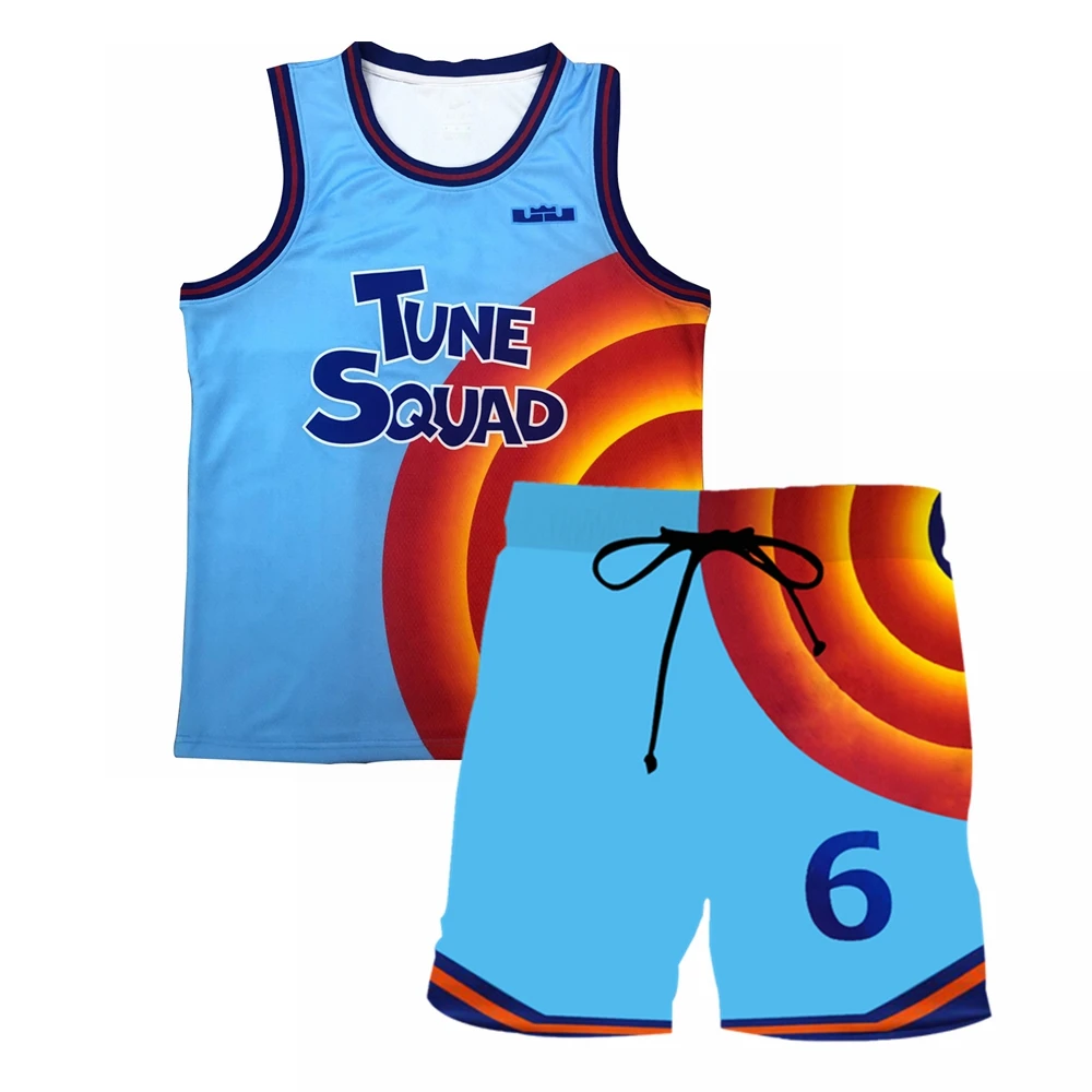 

Space Jam Jersey Cosplay Costume Kids Adult Tune-Squad #6 James Tops Shorts T-shirt A New Legacy Shirt Vest Uniform Clothes