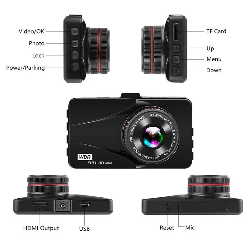 

4K Full HD 1080P Car DVR 3.0 Inch IPS HD Night Vision Monitor Zinc Alloy Shell Driving Recorder 170 Degree Wide Angle Camcorder