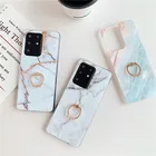 Чехол-книжка для Samsung Galaxy S20FE Ultra, A 50, 30, 20, 10 S, 51, 31, 71, A7, A6 2018, S10, S9, S8 Plus, S7, Note 8, 9, с глянцевым мраморным кольцом-держателем