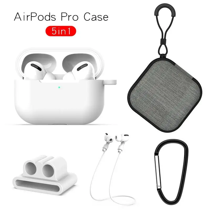 EastVita защитный чехол для наушников AirPods Pro Мягкий силиконовый + карабин ремень