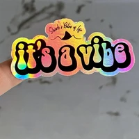 100pcs custom your logo person holographic sticker silver laser customized text logo holographic sticker favors labels