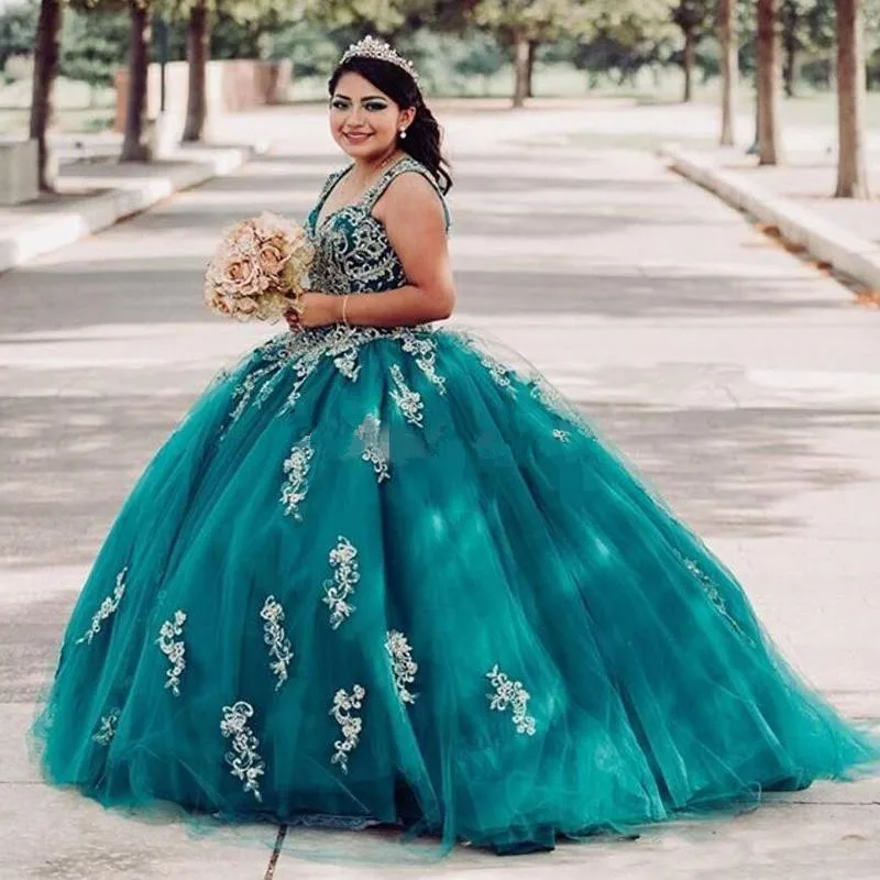 

Винтажное зеленое бальное платье, платье для Quinceanera, Золотое кружевное платье с аппликацией из бисера, 2020, милое вечернее платье принцессы н...