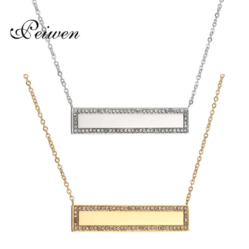 10pcs Silver Color and 10Pcs Gold color Crystal Blank Bar Pendant Necklace Stainless Steel Chain