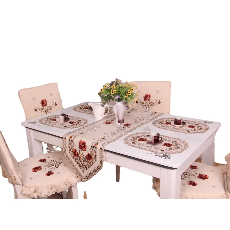 

Embroidery Hollow Tassel Table Runner Placemat Sideboard Cover Wedding Decoration TV Cabinet Refrigerator Cloth Tissue Box Cover