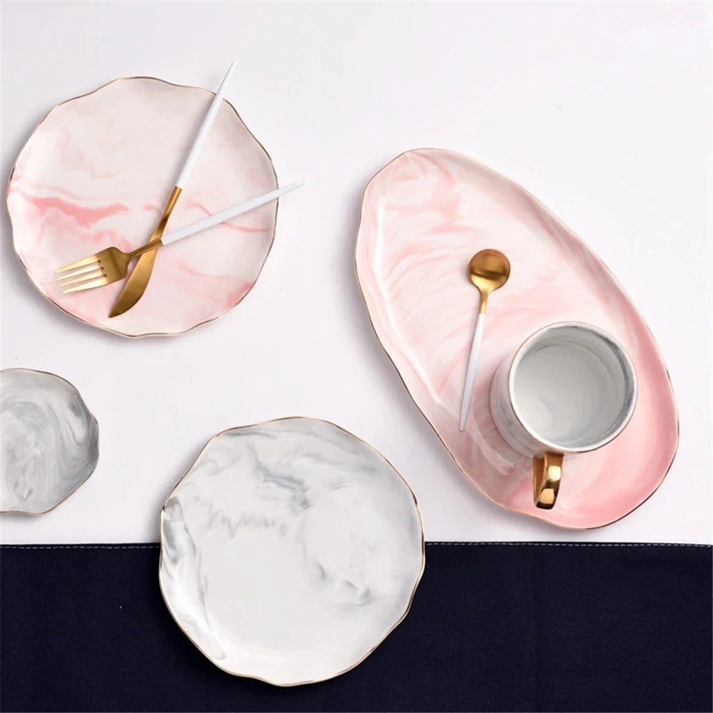 

Decorative Tray Salad Cosmetics Porcelain Dinner Dish Ceramic Dessert Fruit Plate Jewelry Storage Plate