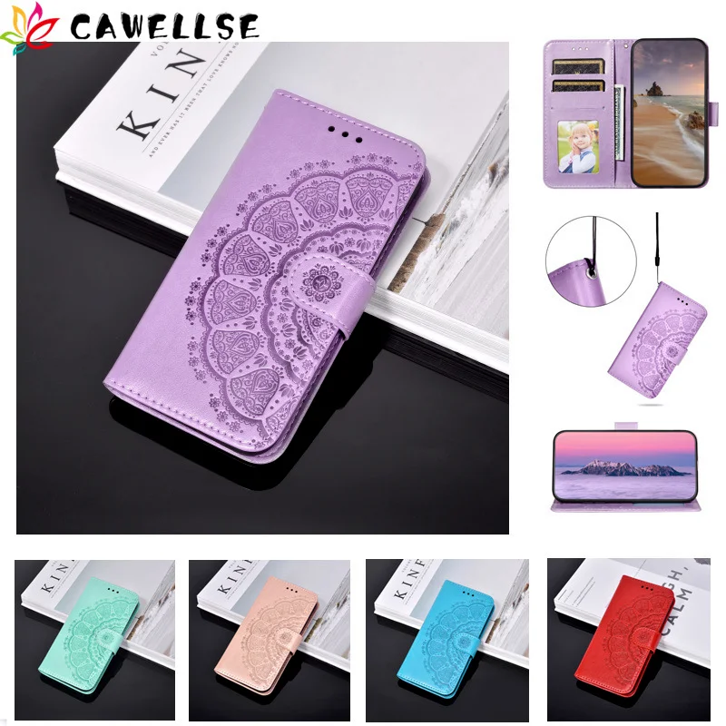 

Flip Wallet Leather Case for Nokia 8.3 5.3 2.3 1.3 5.4 3.4 2.4 7.2 3.2 2.2 4.2 C1 Mandala Flower Pattern Retro Phone Cover Etui