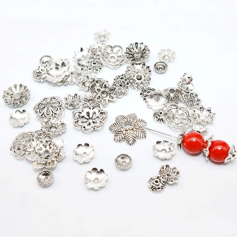 Металлические бусины в винтажном стиле большие шапочка с цветком бусинами для