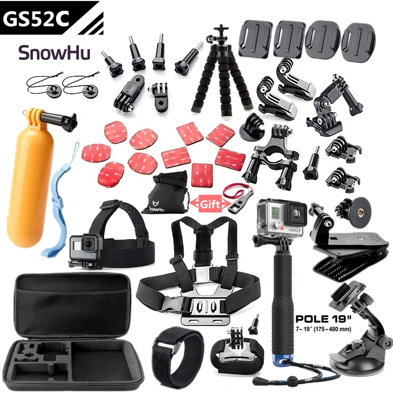 GS52C Аксессуары для экшн-камеры SnowHu для GoPro Hero 8 7 6 5 4 Black Xiaomi Yi 4K Lite SJCAM Eken H9 Go Pro крепление для sony Nikon GS52 - Цвет: GS52C