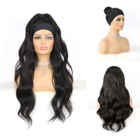 long wavy headband wig for black women none replacement body wave synthetic headwraps hair wig soft headband velcro design