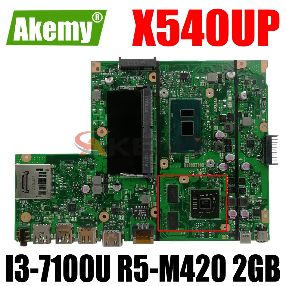 

AKEMY X540UP Laptop Motherboard For ASUS VivoBook R540UP R540U X540U F540U Original Mainboard 4GB-RAM I3-7100U R5-M420 2GB