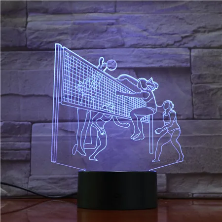 3D лампы спортивный волейбол 7 цветов с пультом дистанционного управления Батарея