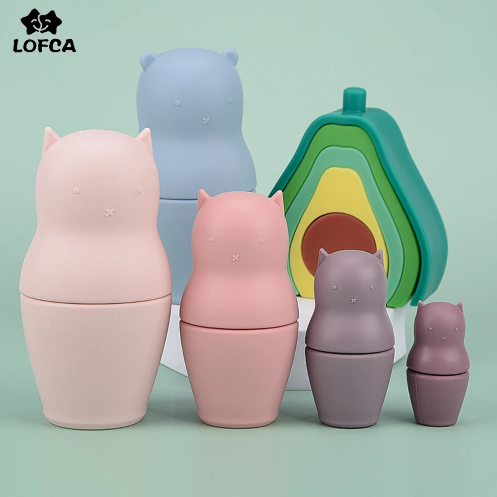 

LOFCA 1 набор силиконовых строительных блоков, авокадо, Матрешка, милый медведь, силиконовые игрушки, пищевой материал, 3D Развивающая игра