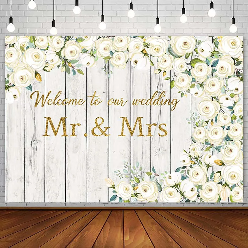 Свадебный фон на заказ с белыми цветами деревянная доска для помолвки жениха и