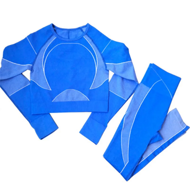 

Sport Fitness Gym Clothing Workout Yoga Set Long-sleeve Shirt High Waist Pants Seamless Leggings Crop Top Jogging Femme Active