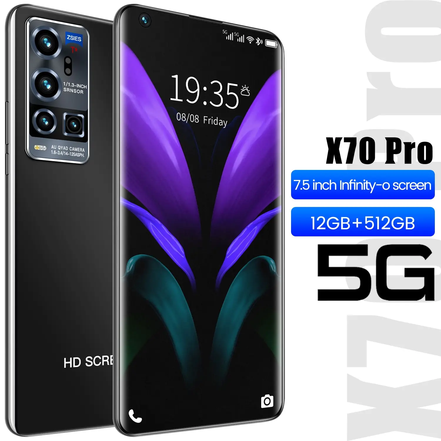 

X7 Pro 5600mah 21+48mp Fingerprint Face Unlocking 5g Lte Tracks Smart Phone 16+512gb 7.5 Inch Double Sim+micro Sd Cell Phone