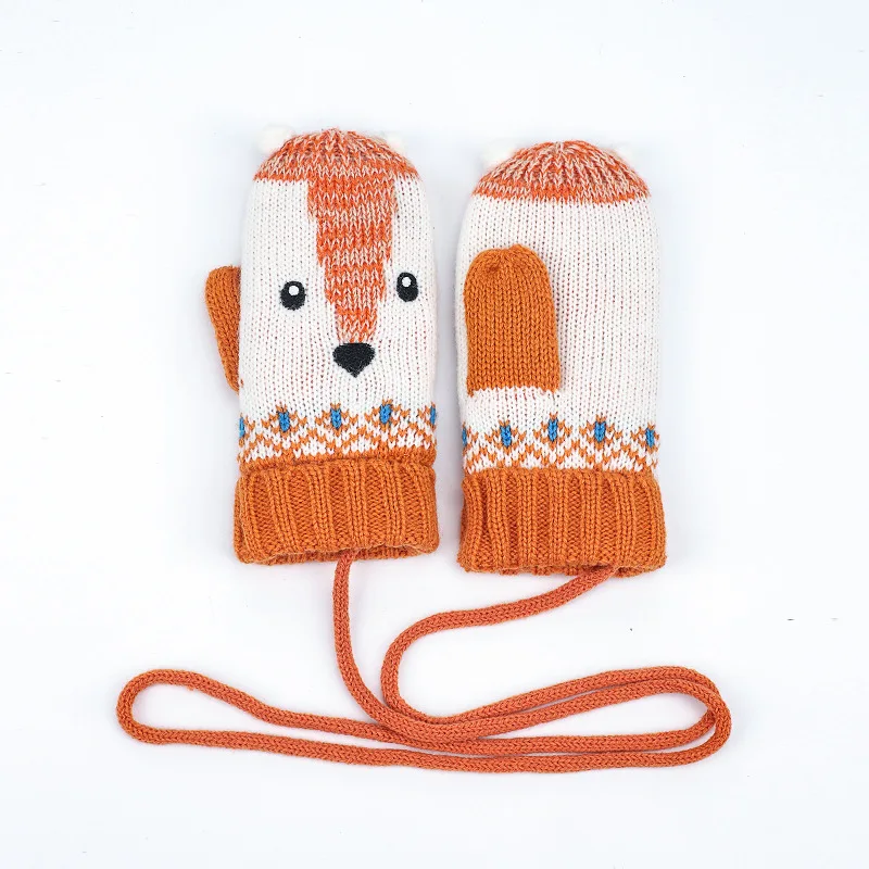 Детская шапка шарф перчатка набор зимняя с ушками для мальчиков и девочек Теплая