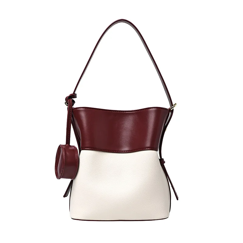 

Women's bag 2021 new leather designer straddle bag small Pu handbag new solid color women's bucket bag women's shoulder bag