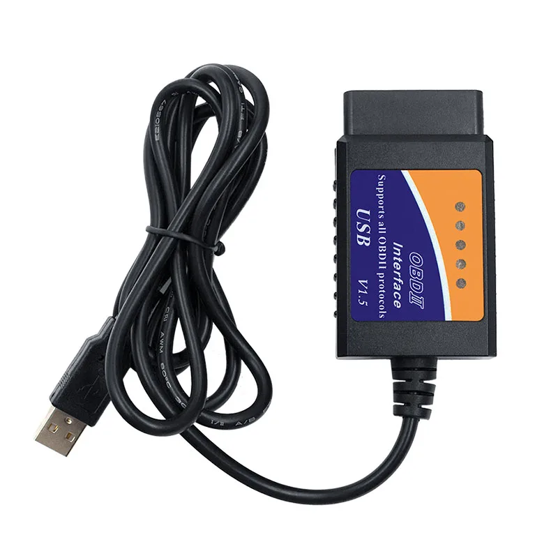Лучшая цена ELM327 HW V1.5 SW V2.1 автомобилей Авто сканер штрих код ридер ELM 327 USB интерфейс