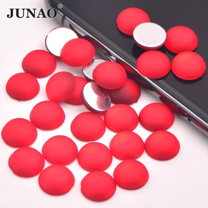 Red JUNAO 12 мм синий круглый украшения горный хрусталь аппликация Flatback Акриловые Хрустальные кабошоны страз не шьют камни для ювелирных изделий - Цвет: Red