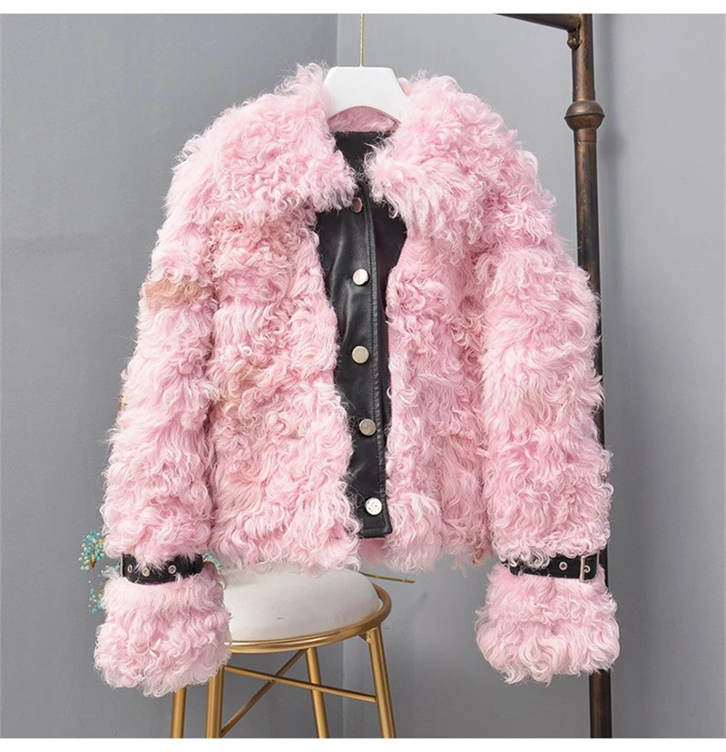 Pudi TX307701 женская зимняя куртка с натуральным овечьим мехом для отдыха многоцветное пальто Женская модная Натуральная меховая шуба верхняя одежда