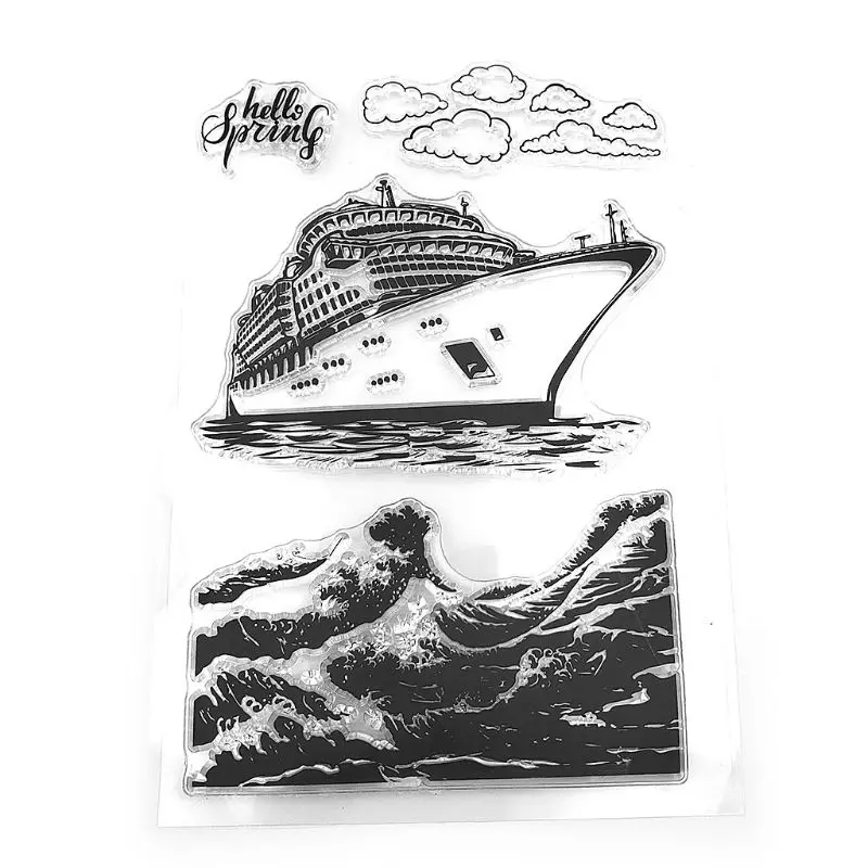 Круизный корабль силиконовый прозрачный Печатный штамп DIY Скрапбукинг рельефная