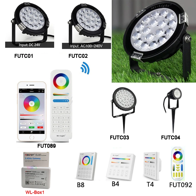 Miboxer 6 Вт 9 15 RGB + CCT освещение для газона IP65 Водонепроницаемый 24 В постоянного тока