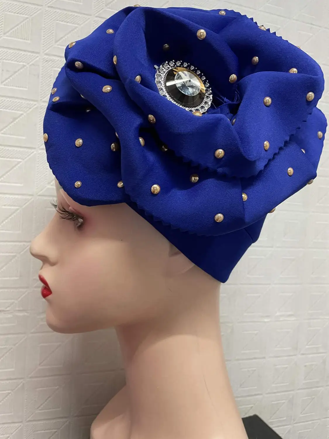 Элегантный большой тюрбан с цветком женская шапка кепка камнями индийская Кепка