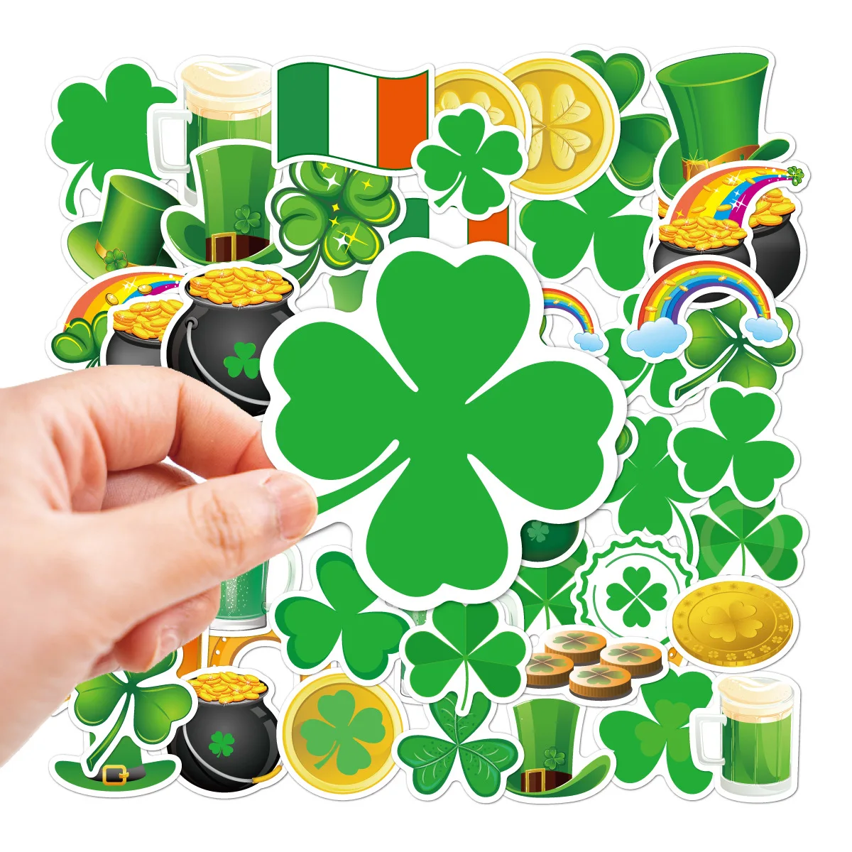 

37/50PCS Cartoon Irish Festival Green Aesthetic Design Graffiti Phone Case Scrapbook Skateboard Water Cup Stickers Wholesale