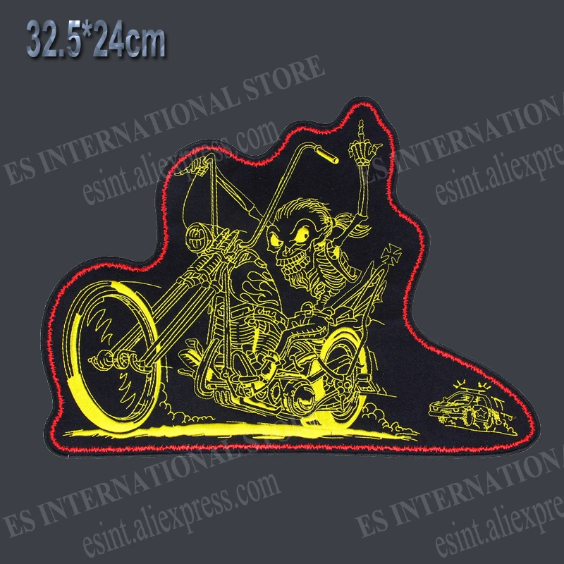 Огромная бездорожья череп 13 дюймов большие вышитые нашивки для куртки жилет езды