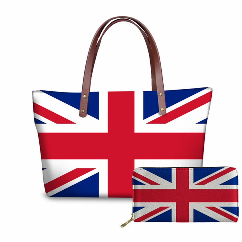 INJERSDESIGNS Luxury Handbags&Purse Set Tote Bags For Women 2020 British Flag Pattern Lady Shoulder Bag Fashion Females Handbag
