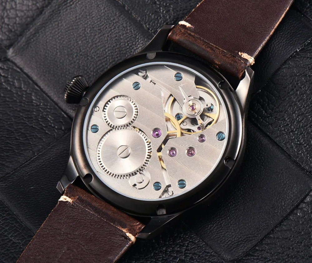 2020 вопрос Повседневное мужские часы механическая рука ветер кожа 44 мм Парнис с