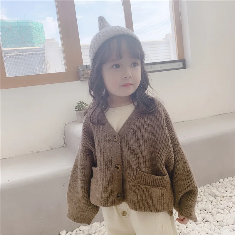 Детский свитер с длинным рукавом для девочек однотонный Повседневный Свободный