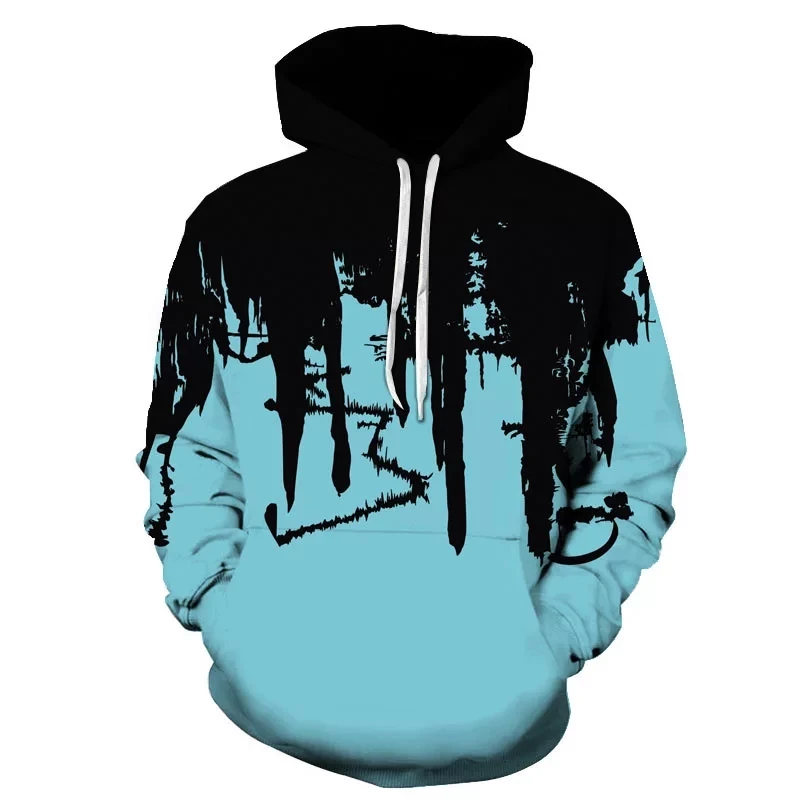 

Factory direct supply fashion ink flower 3D printing casual hoodie large size outdoor sports loose custom couple hoodie