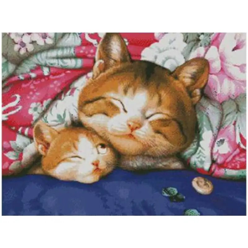 

Mixed embroidery cat sleeping late Counted Cross Stitch 11CT 14CT 18CT DIY Chinese Cross Stitch Kits Embroidery Needlework Sets