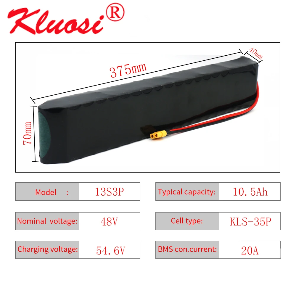 Литиевая аккумуляторная батарея KLUOSI 48 В 54 6 Ач 10 13 s3p 11 750 встроенный 20 А общий порт