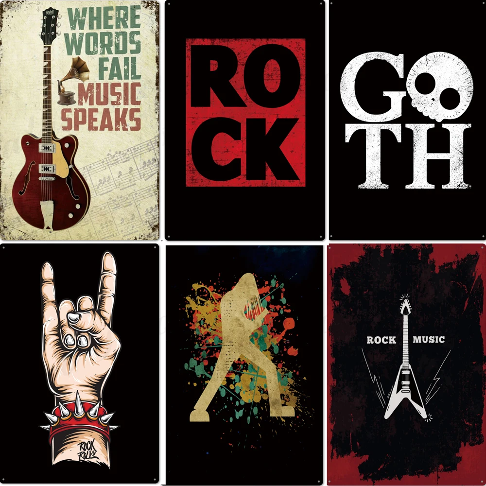 Оловянная вывеска рок н ролл винтажная металлическая Ретро каменная стена декор