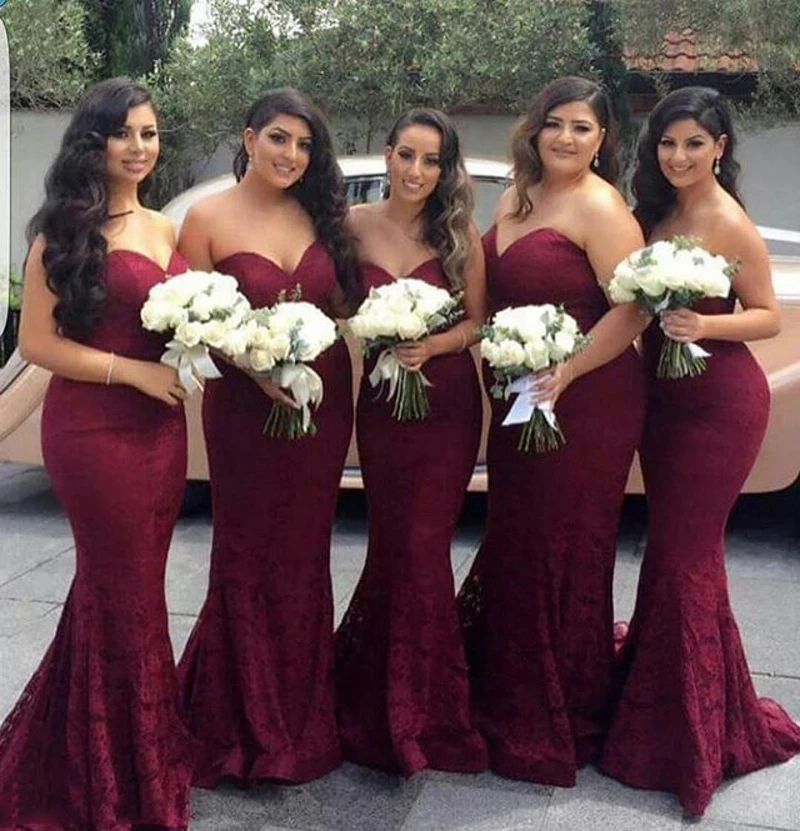 

Женское кружевное платье-русалка, длинное свадебное платье подружки невесты, платье винного цвета для подружки невесты, новинка 2021