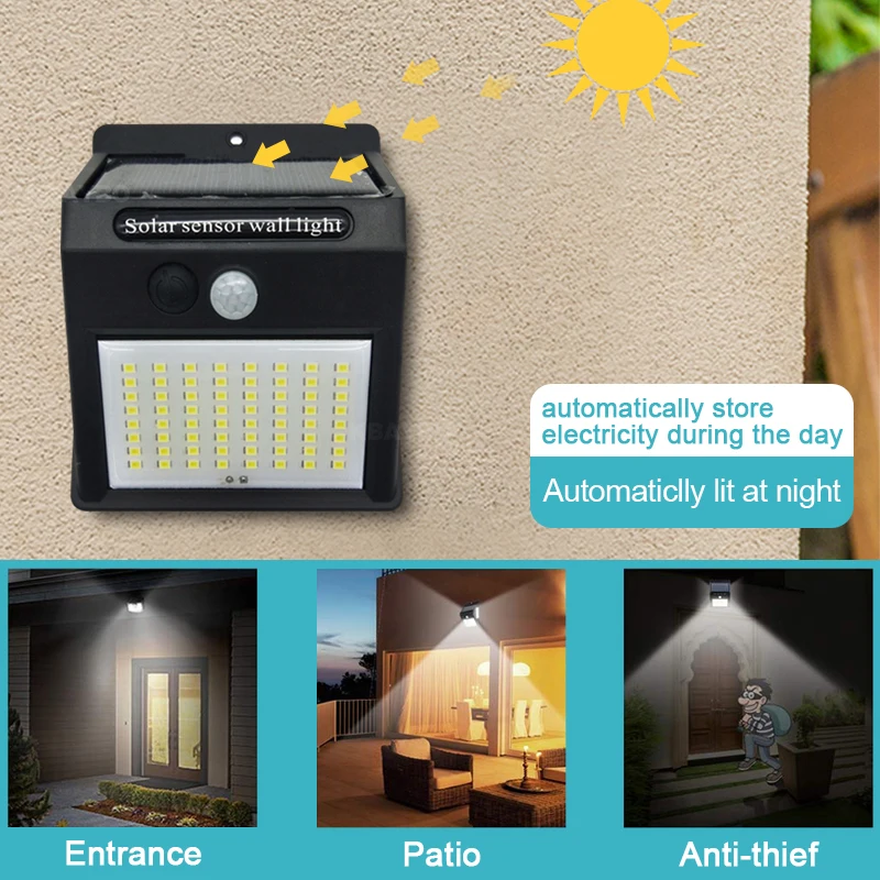 2pcs 100LED solar light sensor auto motion wall waterproof outdoor garden street public road Night bulb flashlight | Лампы и освещение