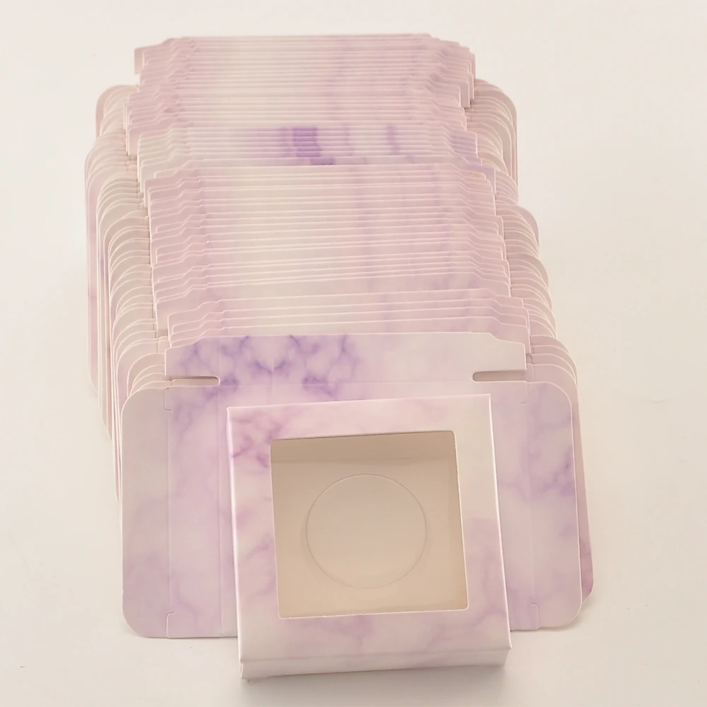 

50/pack Wholesale Eyelash Packaging Box Lash Boxes Package Custom Cardboard Square Marble Mink Lashes Makeup Storage Case Vendor