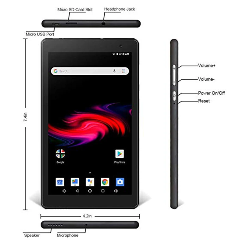PRITOM P7 7 дюймов планшет Android 8,1 ПК 32 Гб ПЗУ планшеты четырехъядерный процессор ips HD дисплей камера Bluetooth Android WiFi планшет