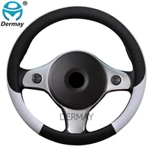 100% DERMAY Brand Leather Car Steering Wheel Cover Anti-slip for Alfa Romeo 159 147 156 166 Giulietta GT Mito Auto Accessories