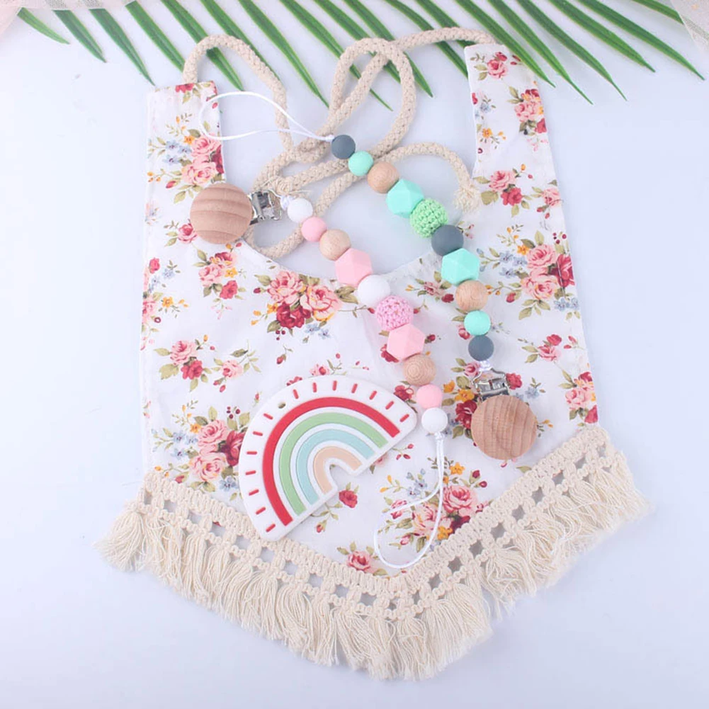 Wooden Nipple Holder Clip Chain Wood Beads Love Heart Baby Girl Boy Teether Soother Pacifier Clips Leash Strap | Мать и ребенок