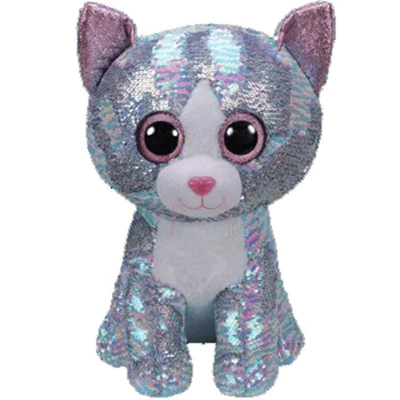 Whimsy Cat Ty плюшевый Кукла в виде животных с блестками мягкая плюшевая кошка сова лиса кролик Единорог Фламинго овечка Дракон Собака игрушечные Пингвины " 15 см - Цвет: Whimsy Cat