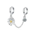 Новая мода цепи кольцо с кисточкой серьги милые Дейзи цветок циркония с двумя отверстиями небольшой Huggies двойной пирсинг Ювелирные серьги в подарок