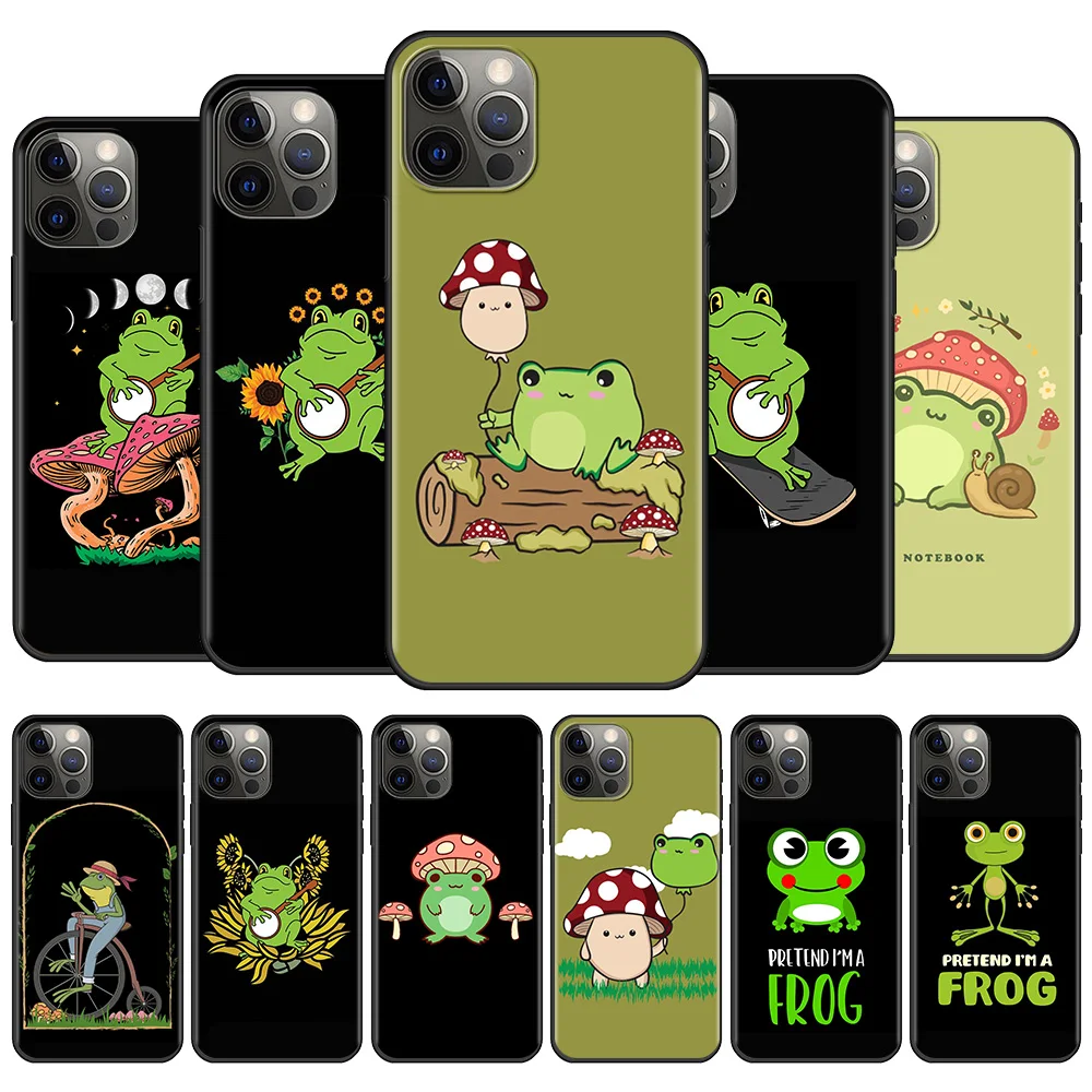 

CellPhone Case For Apple iPhone 11 13 12 Pro Max Mini XR X 7 6S 8 Plus 5 5S XS SE(2020) Coque Frog Mushroom Kawaii