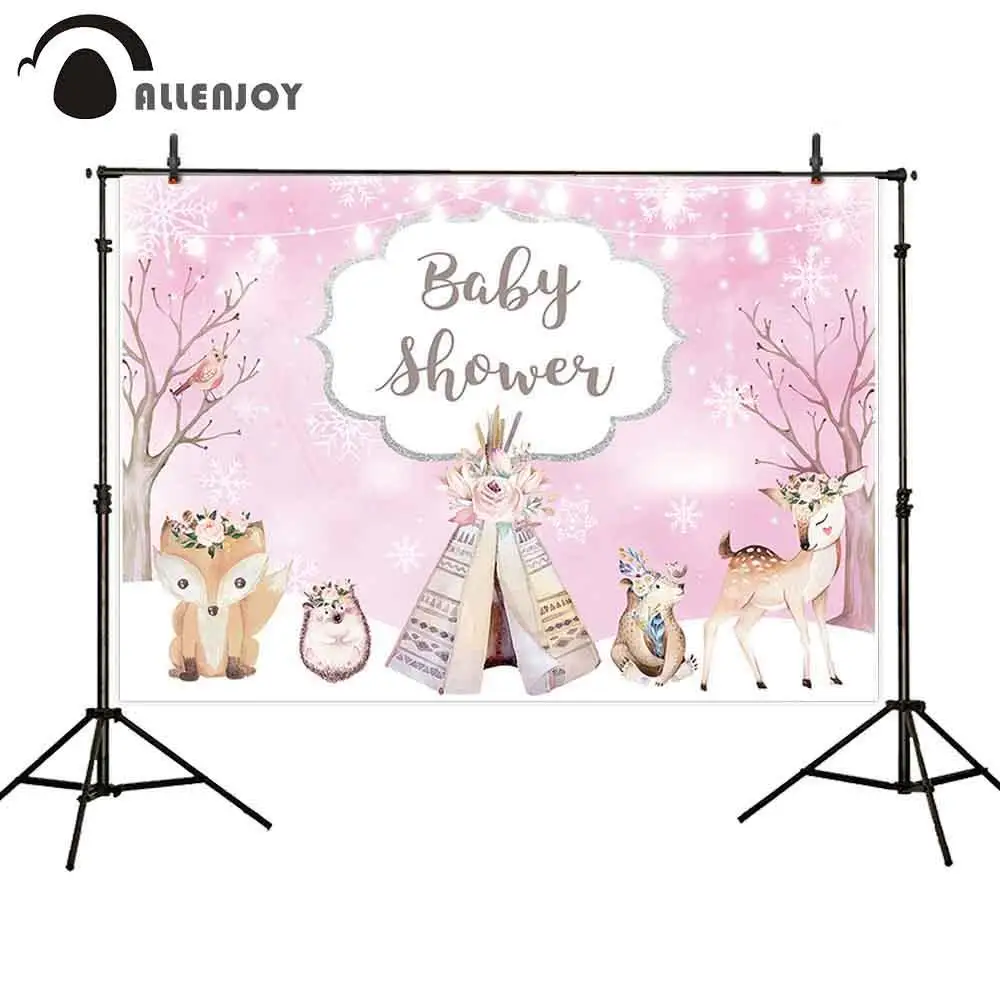 Фон для новогодвечерние НКИ Allenjoy с изображением палатки оленя лисы Ежика медведя