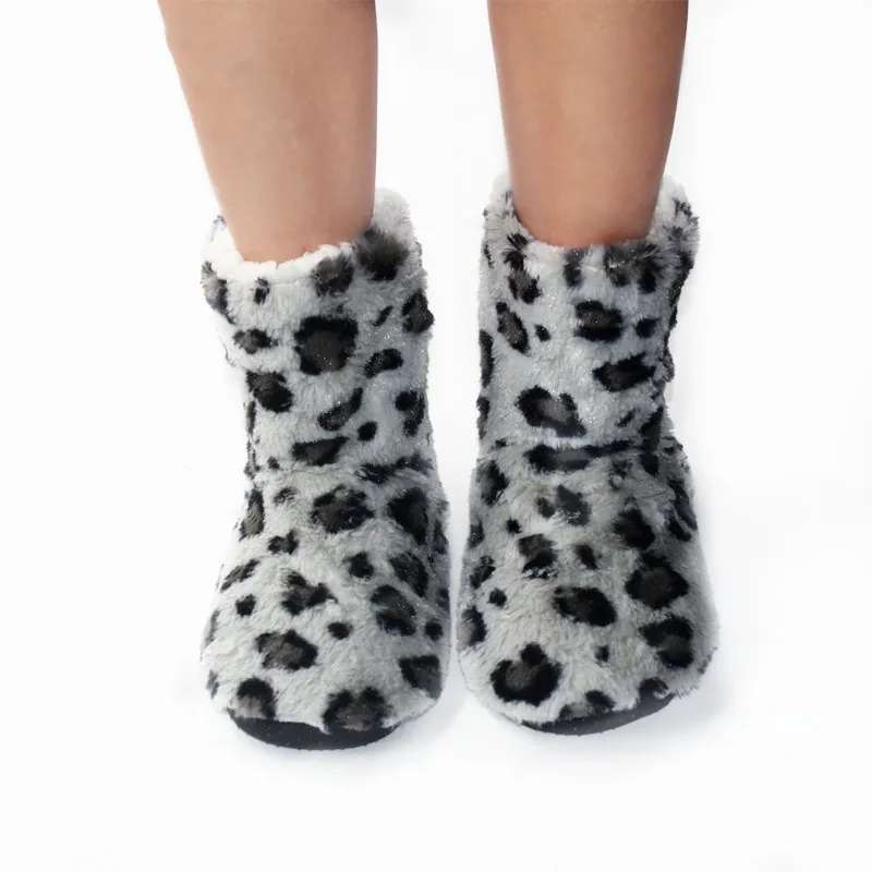 Тапочки Suihyung женские домашние хлопок леопард удобная мягкая теплая плюшевая
