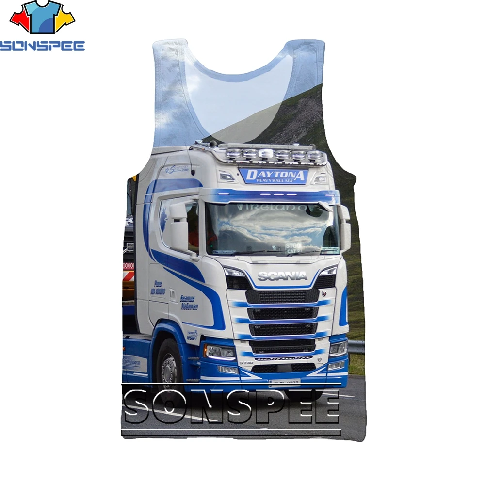 

SONSPEE 3D Printing Heavy Truck Summer Sleeveless Vest Men/women Power Punk Fashion Hip-hop Trend Sports All-match Casual Top