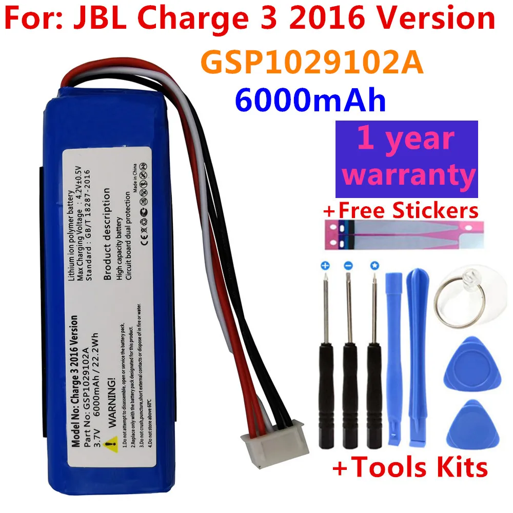 

Replacement for JBL Charge 3(2016),Charge 3 (2016) Version Battery Pack 6200mAh Speaker Battery GSP1029102A,Free Install Tools